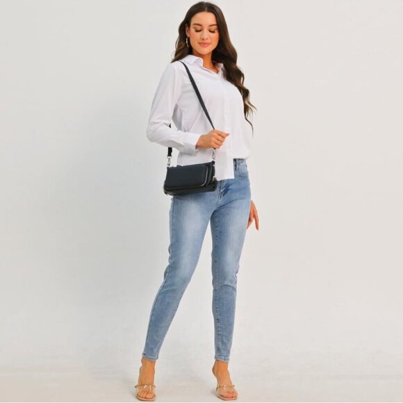 Genuine Leather Crossbody Bag Women Compact Purse Shoulder Hand Strap - Picture 6 of 8